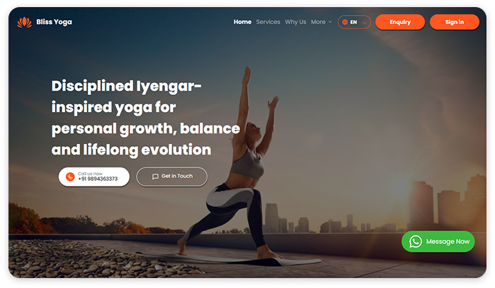 An Image showing a sample Output of AI Driven Landing Page of Yogappify